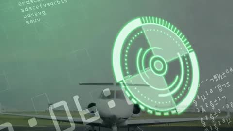 Futuristic HUD Overlay Targeted on Private Jet