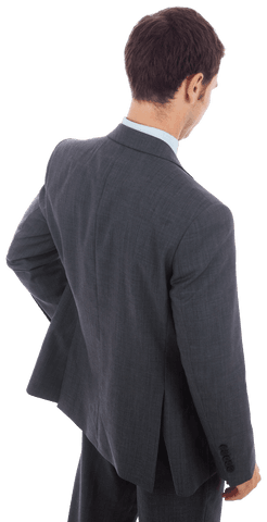 Transparent Back View Businessman Standing Confidently Hand on Hip