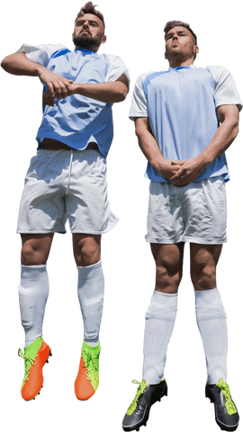 Soccer Players Jumping on Transparent Background