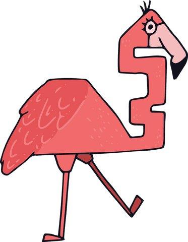 whimsical flamingo with unique zigzag neck transparent art - Download Free Stock Videos Pikwizard.com