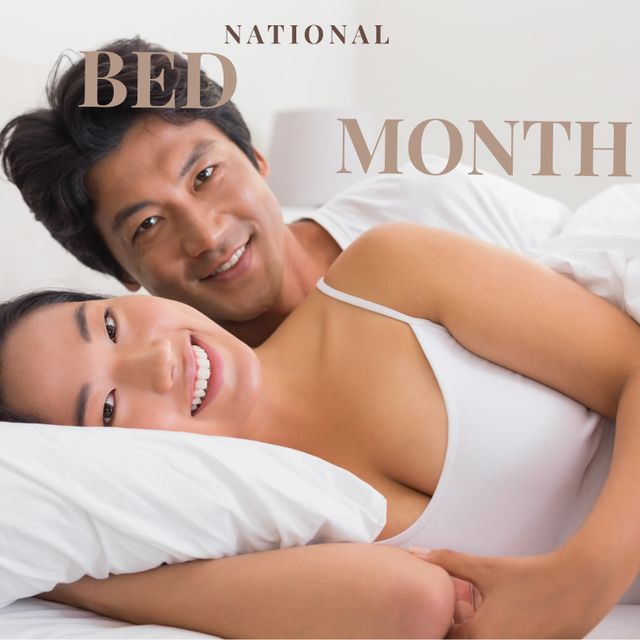 Couple Celebrating National Bed Month with Comfort and Relaxation - Download Free Stock Templates Pikwizard.com