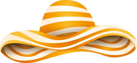 Striped Summer Hat Illustration on Transparent Background