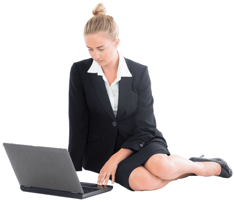 Caucasian Businesswoman Using Laptop on Transparent Background - Download Free Stock Videos Pikwizard.com