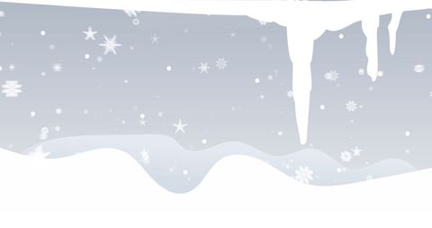 Falling Snowflakes and Icicles in Winter Wonderland