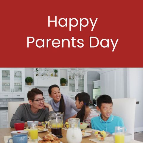 asian family celebrating happy parents day enjoying meal - Download Free Stock Templates Pikwizard.com
