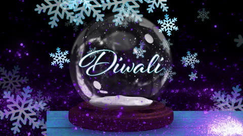 Diwali Snow Globe and Falling Snowflakes in Magical Animation