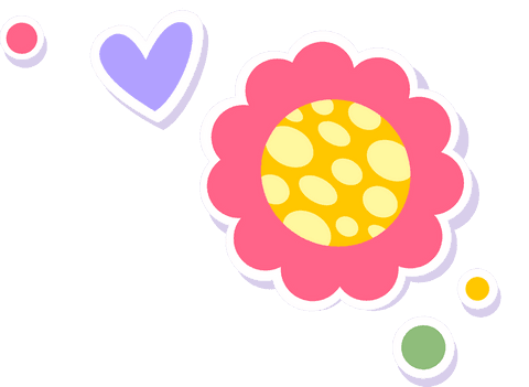Transparent floating pink flower with heart design elements