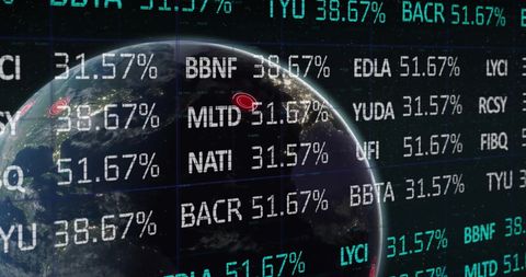 Financial Data Processing Overlay on Earth - Download Free Stock Images Pikwizard.com