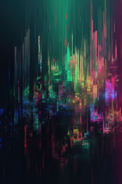 Glowing colourful interference lines and pixels on black, created using generative ai technology - Download Free Stock Photos Pikwizard.com