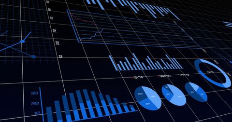 Digital Graphs Displaying Financial and Statistical Data on Blue Grid - Download Free Stock Images Pikwizard.com
