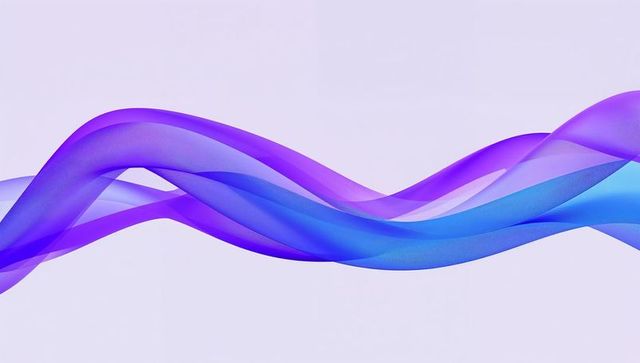 Flowing Translucent Ribbons Shifting Violet to Cyan Gradient Abstract Wave Background