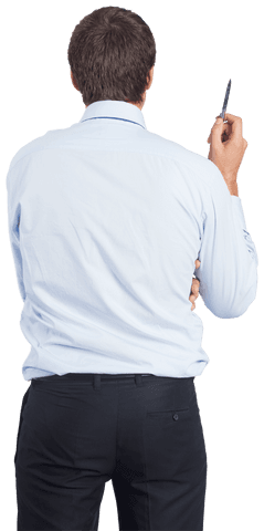 Caucasian Businessman Holding Pen from Back on Transparent Background - Download Free Stock Videos Pikwizard.com