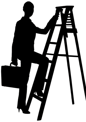 transparent silhouette of businesswoman climbing ladder with briefcase - Download Free Stock Videos Pikwizard.com