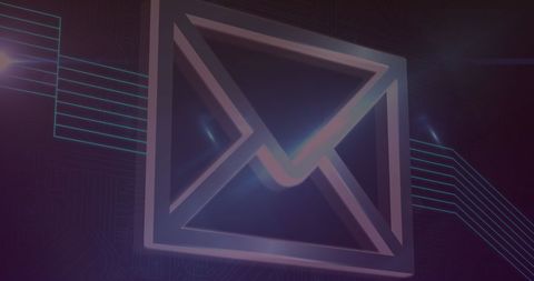 Futuristic envelope icon with digital data elements