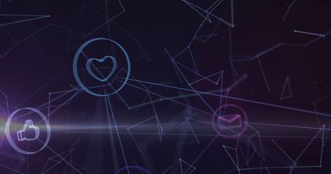 Futuristic Digital Network with Interaction Icons