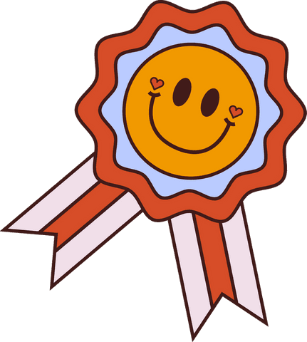 Rosette Badge with Heart-Cheeked Smiley on Transparent Background Designing - Download Free Stock Videos Pikwizard.com