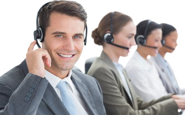 Transparent Call Center Team Working with Headsets at Office - Download Free Stock Videos Pikwizard.com