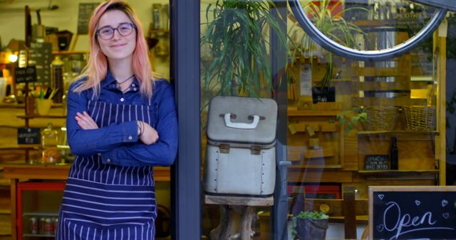 Female Small Business Owner Smiling Proudly Outside Her Cafe And Store - Download Free Stock Images Pikwizard.com