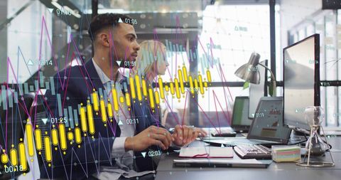 Businesspeople Analyzing Financial Data on Computers in Office - Download Free Stock Images Pikwizard.com
