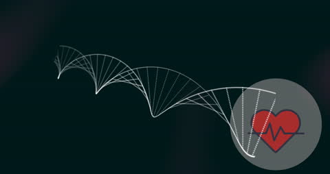Abstract DNA Helix and Heartbeat Symbol Fusion