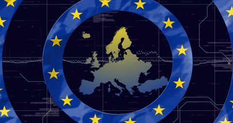Digital Connectivity Across Europe with European Union Emblem