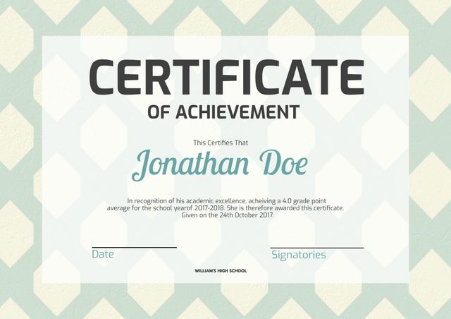 Elegant Certificate of Achievement with Geometric Background - Download Free Stock Templates Pikwizard.com