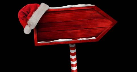 Festive Christmas Wooden Sign with Santa Hat