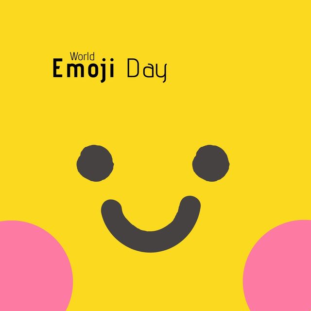 This vibrant World Emoji Day banner features a cheerful smiley face emoji on a bright yellow background. Ideal for promoting celebrations, events, and activities related to World Emoji Day or emoji usage. Perfect for use on social media, websites, posters, and digital advertisements to convey joy and positivity.
