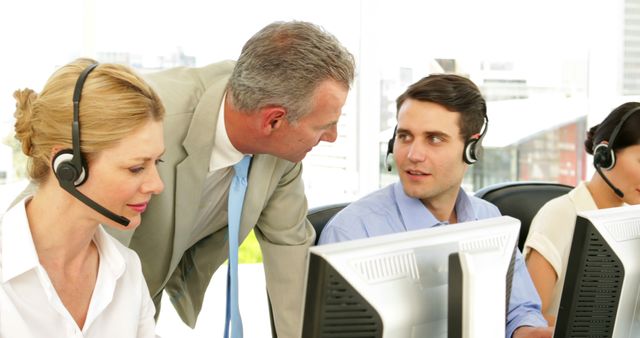 Team of Call Center Representatives Working with Supervisor Guidance - Download Free Stock Images Pikwizard.com