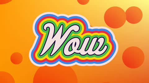 Vibrant Wow Text Animation on Pink Background with Spots