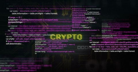 Digital interface with crypto theme on transparent overlay