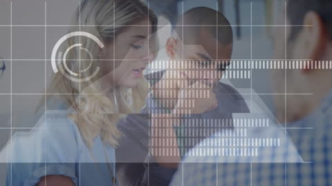 Business Team with Futuristic Data Interface Concept