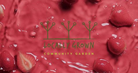 Locally grown community garden logo with splashing fruit