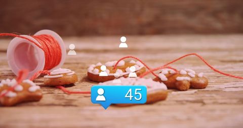 Christmas Cookies Decorated with Social Media Icons and Counters