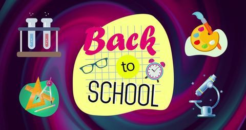 Vibrant back to school design with educational illustrations