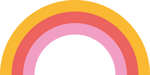 Simple rainbow arch with pastel colors on transparent background