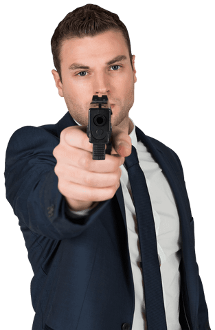 focused businessman holding gun on transparent background - Download Free Stock Videos Pikwizard.com