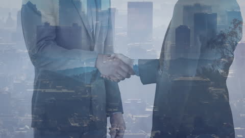 Business Collaboration in Urban Environment Double Exposure