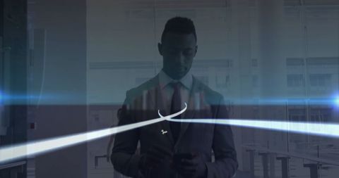 African American Businessman Using Smartphone with Virtual City Overlay - Download Free Stock Images Pikwizard.com