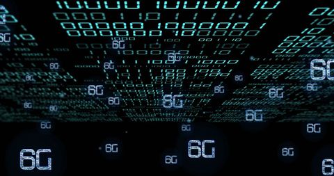 Futuristic 6G Technology with Binary Code Overlay - Download Free Stock Images Pikwizard.com