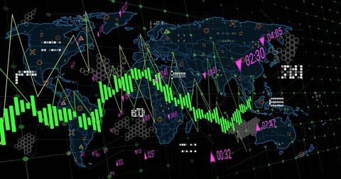 Digital Data Interface Visualization with World Map Background - Download Free Stock Images Pikwizard.com