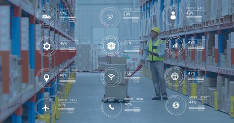 Warehouse Worker Utilizing Technology for Efficient Logistics - Download Free Stock Images Pikwizard.com