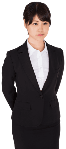 Transparent Asian Businesswoman in Professional Suit