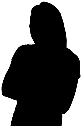 Confident woman silhouette with arms crossed on transparent background