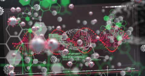 Digital DNA Strand with Microscopic Virus Interaction - Download Free Stock Images Pikwizard.com