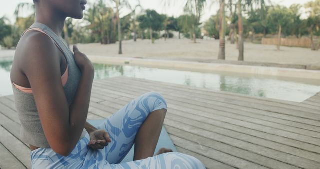 Woman Practicing Yoga in Tropical Outdoor Setting - Download Free Stock Images Pikwizard.com