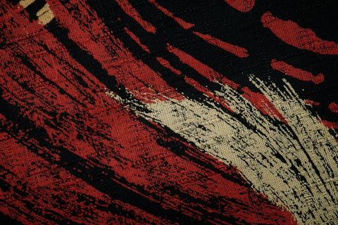Textured Red Black Brushstroke Fabric Closeup for Graphic Backgrounds and Fashion