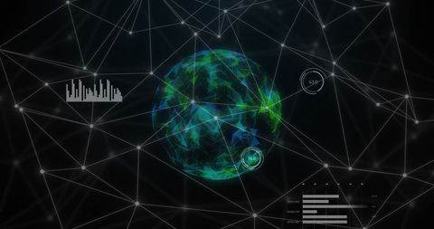 Futuristic Digital Globe Overlay with Data Networks - Download Free Stock Images Pikwizard.com