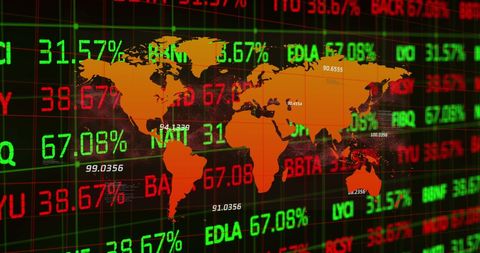 Digital World Map with Stock Market Data Overlay - Download Free Stock Images Pikwizard.com