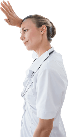 Caucasian Female Doctor Looking Pensive on Transparent Background - Download Free Stock Videos Pikwizard.com